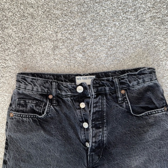 Free People Black Straight Leg Jeans with Button Fly - Picture 5 of 8